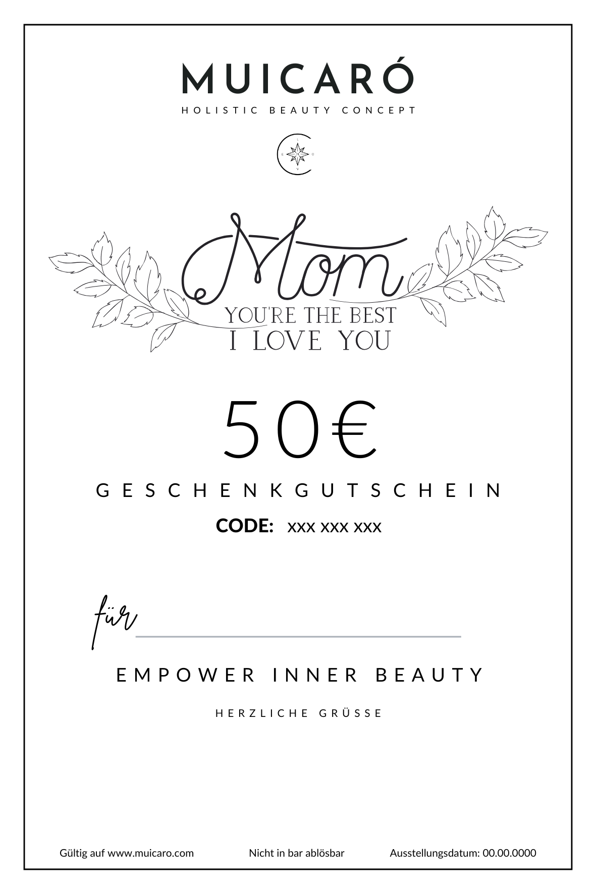 Geschenk Gutschein 50€