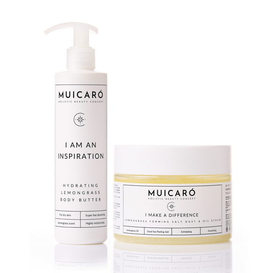 Skincare Set mit Bodybutter und Bodyscrub für eine perfekte Pflegeroutine und gesunde strahlende Haut